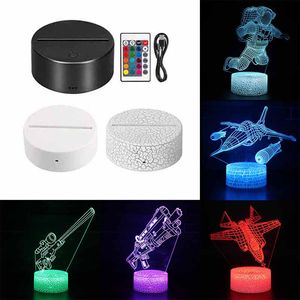 3D LED Night Lamp Lights Airplane Astronaut Gun Multi Design Beschikbaar 3D Light Base 16 kleuren op afstand voor Kid Gift