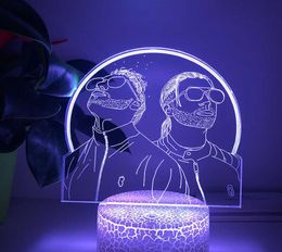 3d LED Night Light French Rap Group PNL Home Decor Bedroom Cartoon Table 16Color Changer lampe tactile pour les fans Cadeaux Light H09221489609