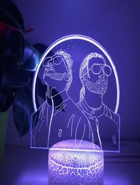 3D LED Night Light Franse rapgroep PNL Home Decor Slaapkamer Cartoon Tafel 16 Color Veranderende aanraaklamp voor fans Geschenken Licht H09229323336