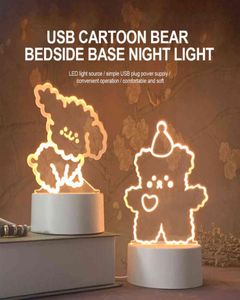 3d LED Night Light Lovely Bear Dog Table USB Cartoon Lampe Touch Acrylique Gift Luminal pour les enfants DÉCOR DE RABOUR ENFANT DE VOLESS Y11237790881
