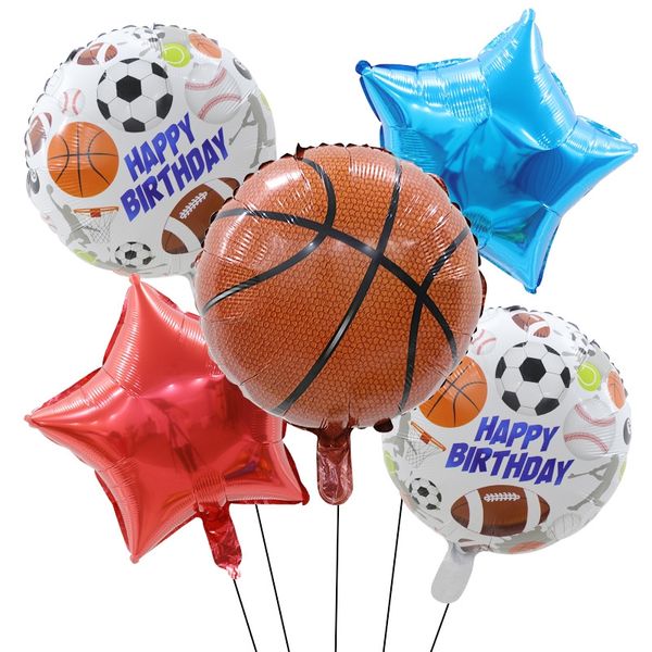 Ballon décoratif en Film d'aluminium, 5 pièces, style Rugby, Baseball, coupe du monde, Football, fête d'anniversaire, DA7D