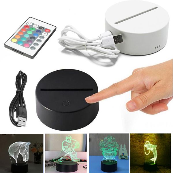 Luz nocturna LED 3D USB Interruptor táctil de 7 colores Lámpara de ilusión óptica 3d Novedad Lámpara de mesa acrílica 3D 176 Patrón opcional