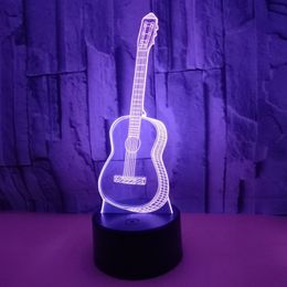 3D Led-nachtverlichting Touch Afstandsbediening Gitaarlicht Sfeer 3D Visueel Licht Zevenkleurige kleine tafellamp voor feest Kerstmis 2941