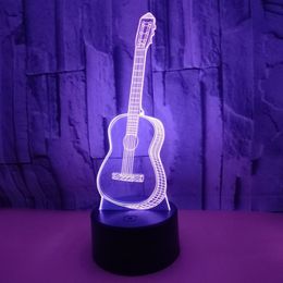 3D Led-nachtverlichting Touch Afstandsbediening Gitaarlicht Sfeer 3D Visueel Licht Zeven kleuren Kleine Tafellamp voor Feest Kerstmis 282v