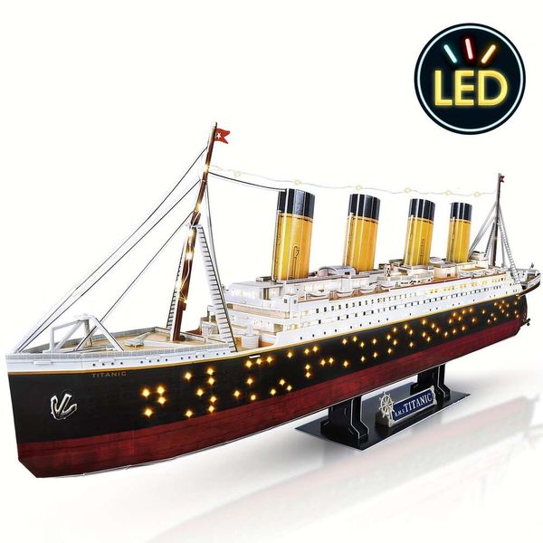 Puzzle LED 3D modèle Titanic, jouets de bateau pour adolescents, 266 pièces, décoration d'anniversaire, de bureau, de maison, cadeaux pour adultes, décorations de Saint-Valentin, de mariage, 2024