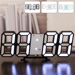 3D LED pared diseño moderno reloj de mesa digital alarma luz nocturna Saat reloj de pared reloj para el hogar sala de estar decoración 201212