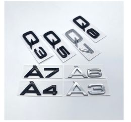 3D Letters Nummers Embleem voor Audi A3 A4 A5 A6 A7 A8 Q2 Q3 Q5 Q7 Kofferdeksel Naambord badge Logo Sticker Chroom Glanzend Zwart