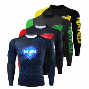 3D Lg manches T-shirt hommes Compri chemises Gym course Jogging sport à séchage rapide T-shirt Fitn Rgard Tops Sportswear 74qO #