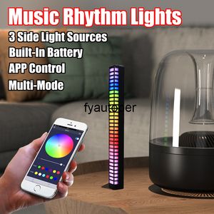 Barre lumineuse 3D avec applications de contrôle du son et de la musique, dispositif de chargement de rythme portable, RVB, USB type C, 3 côtés, éclairage d'ambiance pour voiture