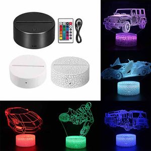 3D lichte basis kleurrijke nachtlichten auto graafmachine trein multi -ontwerp beschikbaar 3D led lamp 16 kleuren op afstand voor kindercadeau