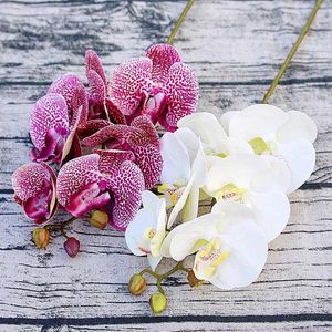 3D pequeña mariposa orquídea 6 cabezas/paquete de flores artificiales cortina para el hogar decoración de la boda Navidad DIY Phalaenopsis artificial 240131