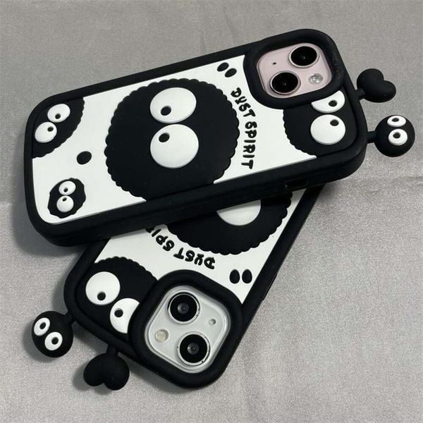 3D Love Cartoon Black Coal Ball adapté à iPhone14promax Apple Phone Case 13 Silicone 12 Niche 11