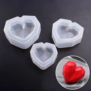 3D amour coeur conception Silicone gâteau moule diamant savon moules bricolage voiture pendentif gypse plâtre à la main bougie moules