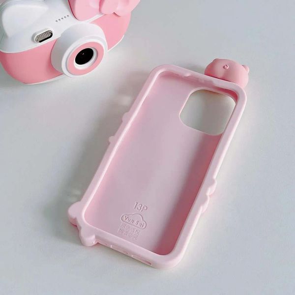 Case 3D Love Pig para iPhone 15 14 13 12 11 X S XR 7 8 SE Pro Max más lindo y encantador choque de silicona suave