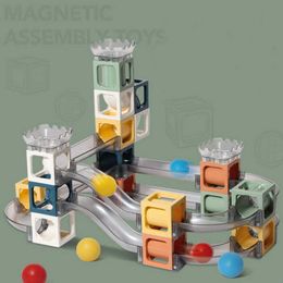 3D Magnetische Bouwsteen Designer Magneet Maze Race Run Ball Marmeren Track Funnel Slide Brick Education DIY Speelgoed voor kinderen Q0723