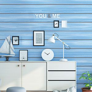 3D Mediterraan Wit Wood Graan Wallpaper Retro houten bord plafond loft woonkamer muurpapier sticker slaapkamer slaapkamer