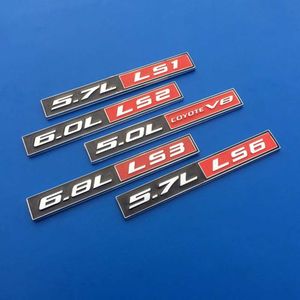 3d Metalen 5.0L5.7L 6.0L 6.8L LS1 LS2 LS3 V8 Badge Emblem Sticker Sticker Voor Mustang GT 5.0 F150 FX4 auto Styling Decor Accessoires
