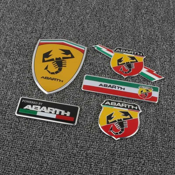 Insignia de Metal 3D para coche Abarth Scorpion, emblema, pegatinas para guardabarros trasero, calcomanía para Fiat Punto 124, 125, 500, 595, accesorios