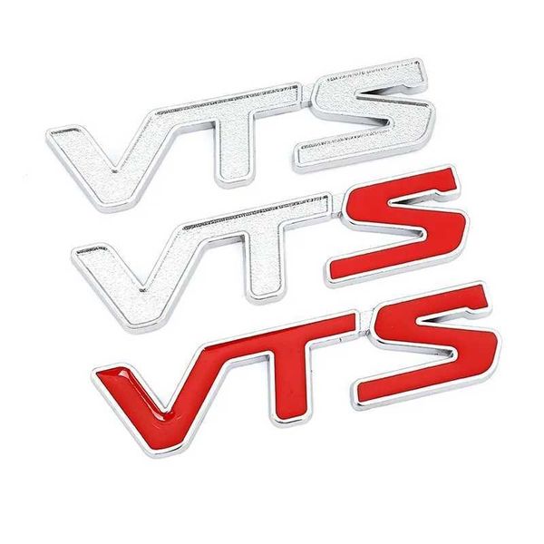 Emblema de guardabarros de coche con letras VTS rojas cromadas de Metal 3D, pegatina para Citroen C2 C3 C4 Xsara Saxo VTS, accesorios adhesivos