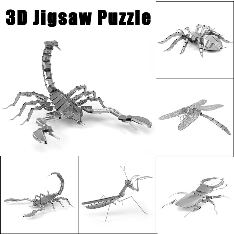 Puzzle en métal 3D modèle d'assemblage divers insectes collection intelligence modèle jouets IQ jouets éducatifs enfants adultes cadeaux de noël