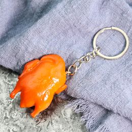 3D Mini PVC Fast Food Keychain Roast Chicken Pendant Turkije Hanging Fun Toy Bag Purse Ornament Kids Toy Jewelry Festival Gift