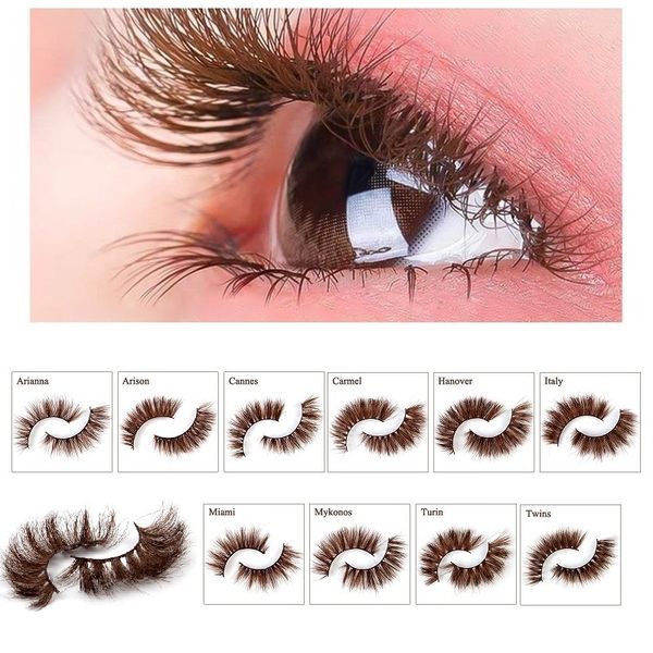 3D vison marron faux cils croisés longs faux cils naturels spectacle de scène maquillage épais cils