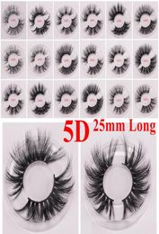 3D Mink Eyelash 5d 25 mm de largo espesor de lástima con la caja de empaquetado de pestañas Ojos maquillage6702905