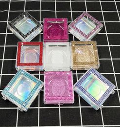 Boîtes d'emballage de diamant de cils en ligne 3D Faux cils emballages carrés Boîte à cils vides Boîte de cils Boîte de cils Emballage entièrement 6952168