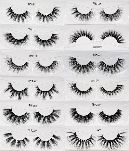 3D Mink Eyelash Faux Hair False Natural Cross Eye Lashes Extension avec cils Pince à épiler Ensemble de brosse à cils dans un sac rose Service de personnalisation gratuit