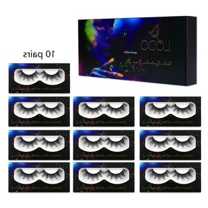 3D Mink Eyelashes Natural False Wimpers Lange Wimper Extension Faux Fake Eye Washes Make-up Tool met doos 10pairs / doos