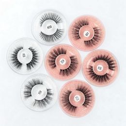 Cils de vison 3D avec étuis à cils ronds Carton rose argenté Tapared Crisscross Maquillage long naturel ailé épais Une paire de cils