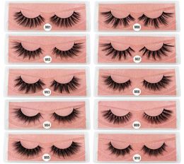 Faux cils 3D en vison, faux cils 3D, maquillage naturel long, extension de cils en vrac avec fond rose, DHL 1346703