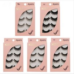 3D nerts valse wimpers faux cils 4 paren bossige wimper natuurlijke handgemaakte crisse kriskras oog lash extensions make -up