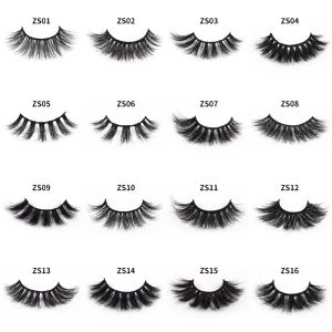 Faux cils 3D en poils de vison avec boîte en forme de diamant, 5 couleurs, 16 styles pour cils, en stock LL