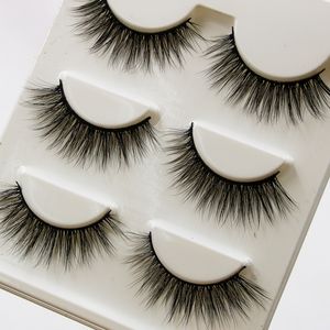 3D vison faux cils 3D15 3 paires à la main fil de coton désordonné doux naturel épais faux cils outils de maquillage yeux