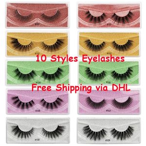 3D Mink Reusable Eyelashes Natural Thick Fluffy False Eyelash Makeup Extension Eye Lashes 10 styles Free DHL