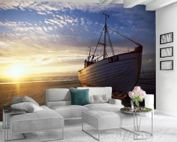 Papel tapiz moderno 3d Papel tapiz 3d Foto personalizada Mural Retro Velero Sala de estar Dormitorio Revestimiento de paredes Papel tapiz HD