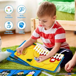 Libro de tela de narración 3d Montessori Fentración de la junta ocupada Libro preescolar de preescolar Toy de aprendizaje temprano durante 1-6 años