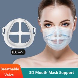 Supports de masque buccal 3D, Valve respirante, masques faciaux, Support de Protection du rouge à lèvres, Silicone de qualité alimentaire