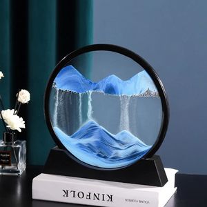 3D Moving Sand Art Picture Round Glass Deep Sea Sandscape Sorglass Sands Sands Sands Fluent Painting Office DÉCOR DÉCORS DE HODER 240408