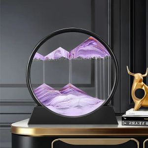 3D Moving Sand Art Picture Round Glass Deep Sea Sandscape Sorglass Sands Sands Sands Fluent Sand Painting Office Home Decor Gift 0424