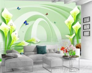 3D-muurschildering muur papier expansie ruimte calla lelie 3D bloem behang digitale printen hd decoratieve mooie behang