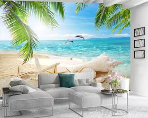 3d muurschildering behang 3d foto behang romantische zee oppervlak dolfijn schat zee ster woonkamer slaapkamer slaapkamer hd behang