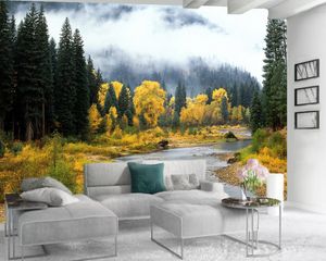 3d Papier Peint Mural 3d Papier Peint Paysage dans Stickers Muraux Automne Forêt Paysage Personnalisé 3D Photo Papier Peint Décor À La Maison