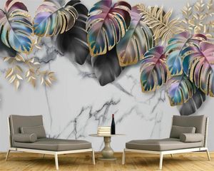Papel tapiz Mural 3d, planta de follaje tropical de estilo nórdico moderno, impresión Digital, hermoso papel tapiz decorativo HD