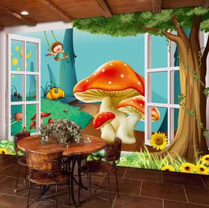 3D Murals Wallpaper Coffee Shop Lounge woonkamer achtergrond muur van kinderkamer met landschap buiten het raam decoratief schilderijdecoratie