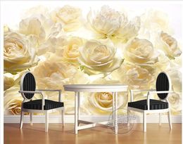 Peintures murales en 3D pour salon romantique blanc jaune rose mécanisme mécanisme murale TV fond mur