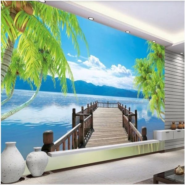 peintures murales Fond d'écran 3D pour le salon paysage de la mer Fonds d'écran mur de fond TV beau papier peint de paysages