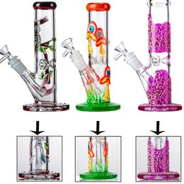 3D Madsstoeluil Glow in the Dark Multi Options Hookahs Percolator Glass Bong 18 mm vrouwelijke gewricht handwerk paarse rechte perc dab rigs met diffuse ontluchtingskom