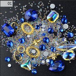 3D nail art ornamenten, diamant transparante ab rhinestone kristalglas boor sieraden elf klinknagels, micro kralen flash nagel benodigdheden m
